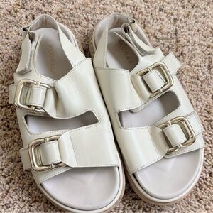 ALOHAS Ivory Leather Buckle Sandals